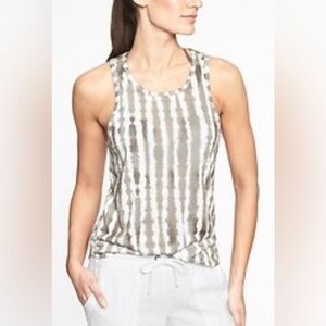 Athleta Breezy Silver Gray Modal Tie Dye Printed Cutout Workout Tank Top ST